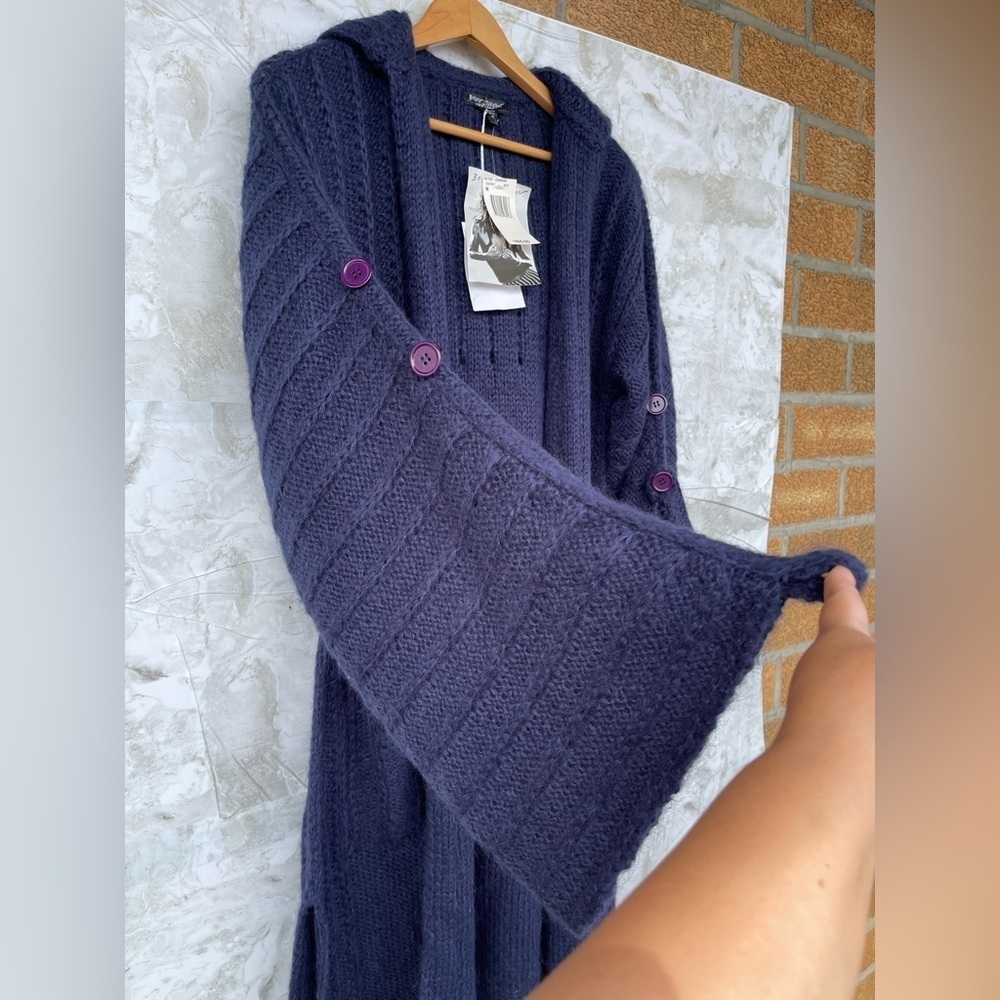 Rare Vintage Betsey Johnson New York Black Label Mohair Wool Hooded coatigan - Picture 6 of 17